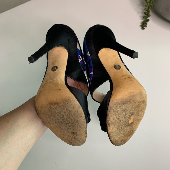 Vintage Emilio Pucci Abstract classic print Open Toe High Heel Stiletto heels 7 - Picture 12 of 14